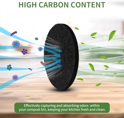 7.25 inch Compost Filters for Countertop Bin Saiqiang 12Pack Charcoal Filter for Kitchen Compost Bin Pail Replacement Filter Carbon Round Charcoal Filters for Compost Bucket - Field & Pure