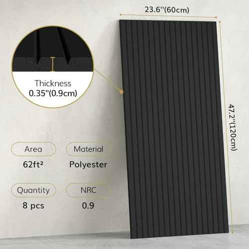 TONOR Large Acoustic Panels Self Adhesive-8 Pack 47.2" X 23.6" X 0.35"