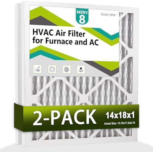 14x18x1 Air Filter MERV 8 (2-Pack), HVAC/Furnace AC Filter Replacement, Dust Defense–Comparable with MPR 600 & FPR 5 (Actual 13.75x17.75x0.75) - Field & Pure