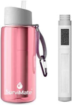 Survimate 5-Stage 0.01μm Ultra-Filtration Filtered Water Bottle, BPA-Free Material, NSF/ANSI 42 Certified, Portable Water Filter Bottle for Survival, Camping, Hiking, and Emergency Use