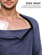 Unisex Chemo Port Shirts Long Sleeve Post Shoulder Surgery Recovery Shirts Tear Away Chemo Clothing