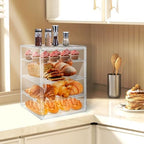 15.5 x 11.4 x 9.8 Inch 4-Tier-Party Display Case, Bakery Display Case Countertop,Adjustable Clear Bread Storage with Magnetic Door Bakery Pastry Display, Cookies and Donuts - Field & Pure