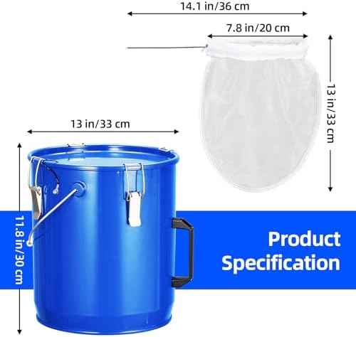 Fryer Grease Bucket 6 Gal,Carbon Steel Oil Disposal Caddy with Rust-Proof Coating,Grease Can with Lid & Lock Clips & Filter Bag,Oil Transport Container for Hot Cooking