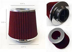 Red Cold Air Intake Cone Replacement Performance Washable Clamp-on Dry
