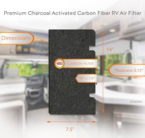RV Premium Charcoal Activated Carbon Fiber Air Conditioner Filter - 14" x 7.5" Air Duct AC Carbon Filter Replacement for RV Dometic Air Grille 3313107.103, 3105012.003 (6 Pack) - Field & Pure