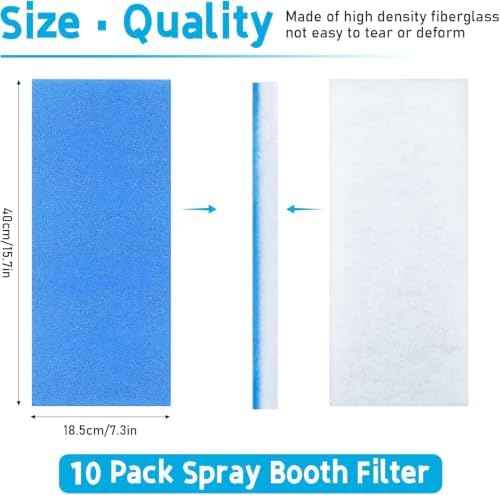 10 Pack Airbrush Spray Booth Filter Replacement Air Filter Airbrush Paint Booth Exhaust Filters Accessories Fits for Master, Paasche, Sky Enterprise, Airhobby(16" x 7" x 0.5")