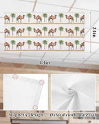 3 Pack Fluorescent Light Cover for Ceiling Lights, Tropical Plants Magnetic Classroom Light Filters 4x2 Feet, Camel Animals Summer Palm Trees Stripes Decorative Ceiling Shade Panel for Office
