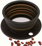 Paperless Collapsible Pour Over Coffee Dripper, Travel Pour Over Coffee Maker Camping with Reusable Metal Filter, Silicone Collapsible coffee filter, Single Cup Coffee Strainer Pour Over Black