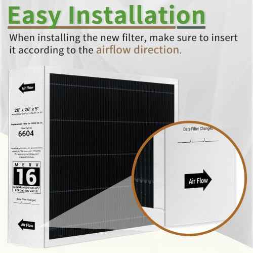 2 Pack Y6604 20x26x5 Air Filter MERV 16, Compatible with Lennox PureAir PCO3-20-16 Air Purifier and Replacement for Lennox Y6604 Filter