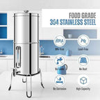 SINCHO 2.25G Gravity Water Filter System with Level Window – 3-Stage Stainless Steel System, 2 Washable Ceramic Filters, No Electricity Needed