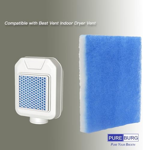 PUREBURG Replacement Filter Compatible with Best Vent Indoor Dryer Vent,12-Pack 6.9" x 6.5" x 0.6" Dryer Lint Filter For Air Clean - Field & Pure