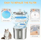 12 Set Cat Water Fountain Filter Replacement for Square 2.2L/73oz Pet Dog Fountain, Triple Filtration Replacement Filters(12+12+12)
