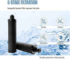 SINCHO 2.25G Gravity Water Filter System with Level Window – 3-Stage Stainless Steel System, 2 Washable Ceramic Filters, No Electricity Needed