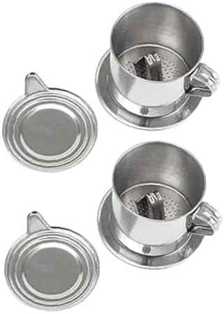 2 Set Vietnamese Coffee Filter Stainless Steel Coffee Pot Drip Infuse Cup Brewing Teapot No Need Paper Drip Coffee Pot Machine Filter Attractive processing