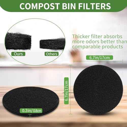 7.25 inch Compost Filters for Countertop Bin Saiqiang 12Pack Charcoal