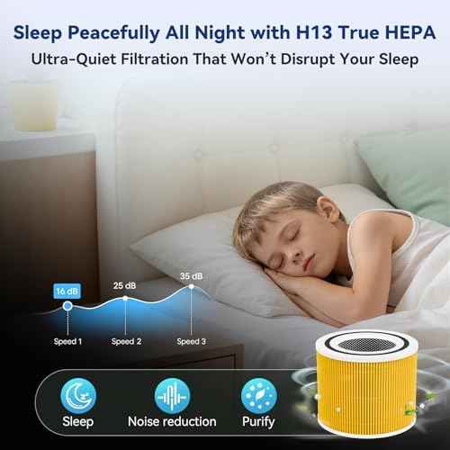Core300 Pet Care H13 True HEPA Replacement Filter for LEVOIT Core300‑P, Core300S‑P, Core 300S Air Purifier, 3‑IN‑1 Activated Carbon Filter, Replaces Part# Core 300 RF, Yellow, 2 Pack