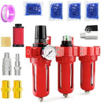 MEANLIN 3/8" NPT 3 Stage Aluminium Air Drying System,Coalescing Filter, Particulate Filter, Desiccant Dryer and Air Regulator, Manual Drain, Mid Flow, For Plasma Cutter and Paint Spray