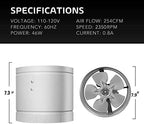 iPower Inline Booster Duct Fan 8" HVAC Exhaust Ventilation Blower - Image 3