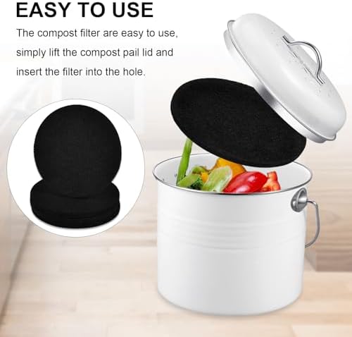 6Pcs 6.5 Inch Charcoal Filters for Kitchen Compost Bin, Replacement Activated Carbon Filters for Countertop Compost Pail Home Bucket Refill Sets, Round - Field & Pure