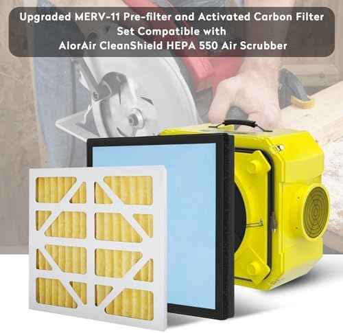 Upgraded 3 Pack MERV-11 Filter and 1 Pack HEPA& Activated Carbon Filter Replacement Set Compatible with AlorAir CleanShield HEPA 550 Air Scrubber (Pack of 4)