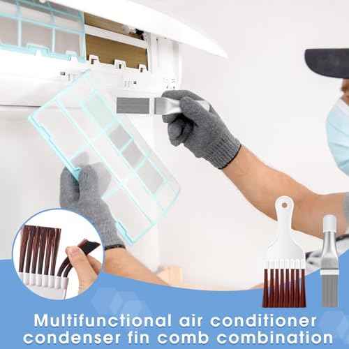 Boao 3 Pcs Ac Coil Cleaner Brush Fin Comb Double Sided Refrigerator Air Conditioner Evaporator Condenser Coil Stainless Steel Mini Split Brush Cleaning Kit HVAC Straightener for Ac Unit