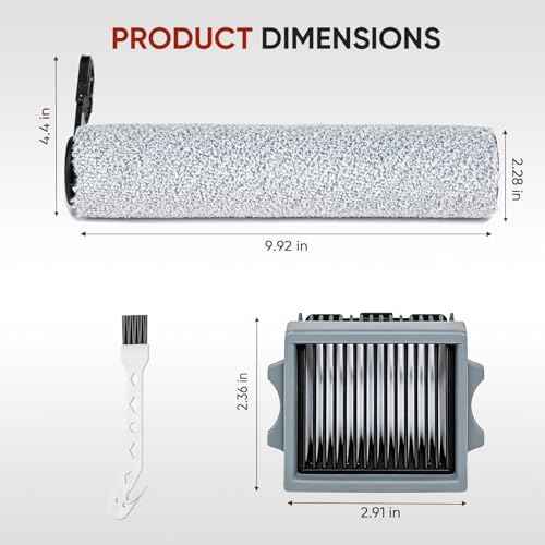 Roller Brush and Filter Replacement Compatible with Tineco Floor ONE Stretch S6/ i6 Stretch/ i5 Stretch/ S7 Stretch/ S9 Artist Cordless Wet Dry Vacuum Cleaner Replacement Parts