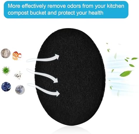 6Pcs 6.5 Inch Charcoal Filters for Kitchen Compost Bin, Replacement Activated Carbon Filters for Countertop Compost Pail Home Bucket Refill Sets, Round - Field & Pure