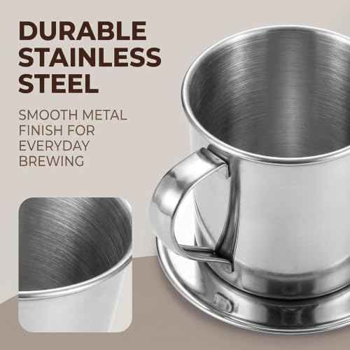 2 Set Vietnamese Coffee Filter Stainless Steel Coffee Pot Drip Infuse Cup Brewing Teapot No Need Paper Drip Coffee Pot Machine Filter Attractive processing