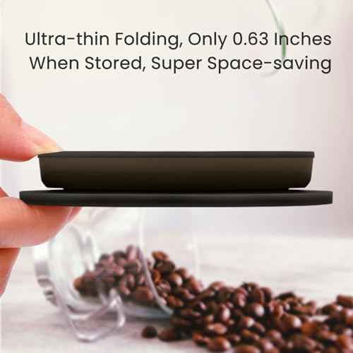 Paperless Collapsible Pour Over Coffee Dripper, Travel Pour Over Coffee Maker Camping with Reusable Metal Filter, Silicone Collapsible coffee filter, Single Cup Coffee Strainer Pour Over Black