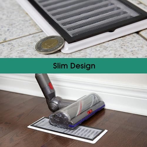 2Pcs Floor Register Cover Trap, 5x9 Inch Magnetic Air Vent Filter Floor Vent Covers Screen for Home, Dustproof Mesh Filters Net Trap Keeps Flies, Coin, Pet Hair, Food Out - Field & Pure