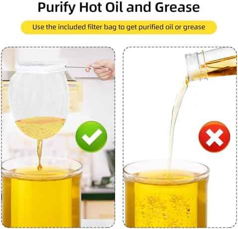 8 Gal Fryer Grease Bucket, Fryer Oil Bucket with Lid, Oil Disposal Caddy with Rust-Proof Coating, Coated Carbon Steel Oil Filter Pot with Caster Base, Oil Transport Container with Lock Clips & Filter