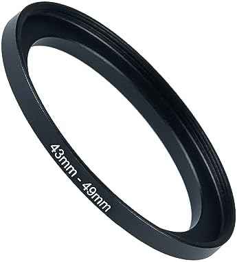 43mm to 49mm Step-up Adapter Rings Filter Adapter Black Metal Step Down Filter Ring Adapter Compatible with All Brand UV CPL ND Camera Lens Filter Stepping Rings (43mm-49mm)