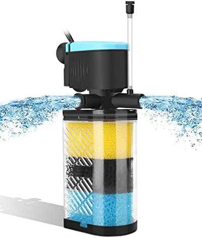 AquaMiracle Aquarium Filter 3-Stage in-Tank Filter Internal Fish Tank Filter Turtle Filter for 10-40 Gallon Fish Tanks with Dual Water Outlet & Aeration