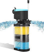 AquaMiracle Aquarium Filter 3-Stage in-Tank Filter Internal Fish Tank Filter Turtle Filter for 10-40 Gallon Fish Tanks with Dual Water Outlet & Aeration