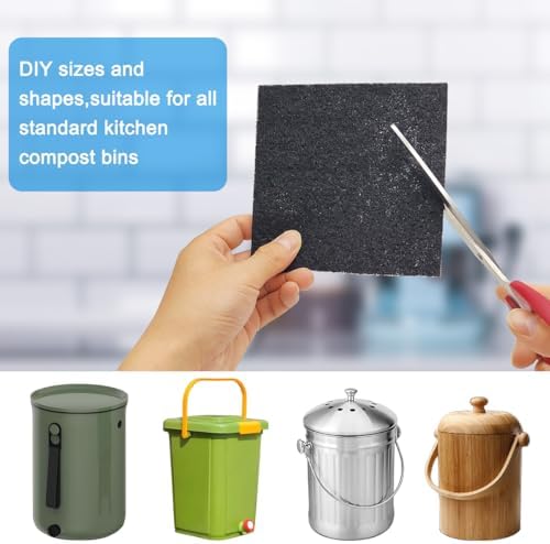4 Pack 5inch Charcoal Filters for Kitchen Compost Bin, Compost Filters