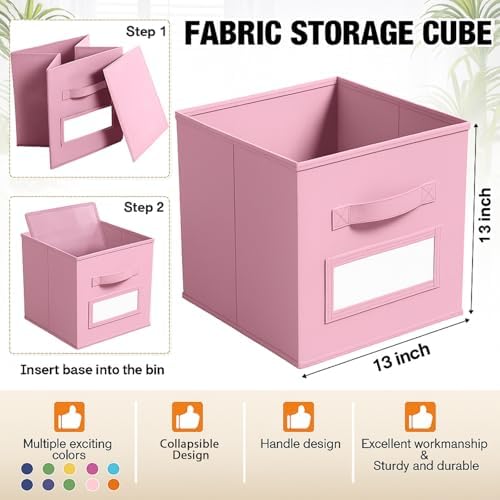 Teenyyou 10 Pack Fabric Storage Cubes 13 Inch Collapsible Cube Bins