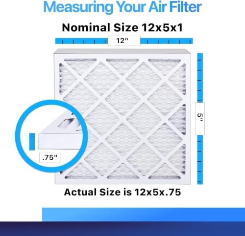 12x5x1 Air Filter MERV 8, King AC Furnace Filters (4-Pack)