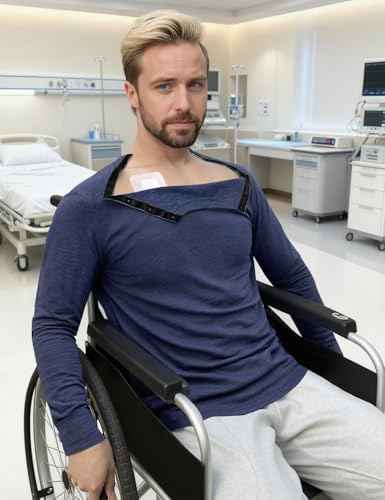 Unisex Chemo Port Shirts Long Sleeve Post Shoulder Surgery Recovery Shirts Tear Away Chemo Clothing
