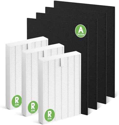 HPA300 HEPA Filter Replacement for Honeywell Air Purifier HPA300, HPA304, HPA300VP, HPA3300b, HPA5300, HPA8350, 3 Pack Ture HEPA R Filter + 4 Pack Activated Carbon Pre-Filter (Replace HRF-R3)