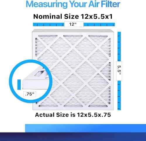 Filterking 12x5.5x1 Air Filter (MERV 8) (4-Pack) Dust & Allergy Control AC Furnace Filters, MADE IN USA, HVAC, Pleated, Electrostatic (Actual Size: 12 x 5.5 x .75)