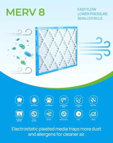 16x25x1 Air Filter MERV 8 (6 Pack) Electrostatic Pleated HVAC AC Furnace Filters Replacement