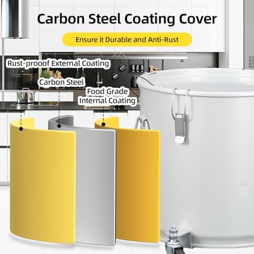 8 Gal Fryer Grease Bucket, Fryer Oil Bucket with Lid, Oil Disposal Caddy with Rust-Proof Coating, Coated Carbon Steel Oil Filter Pot with Caster Base, Oil Transport Container with Lock Clips & Filter - Field & Pure