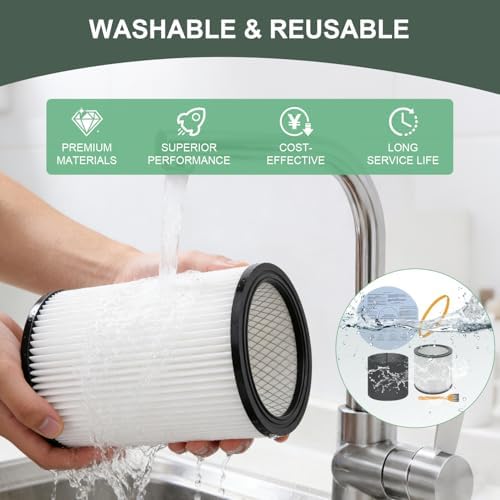 90304 Replacement Filter Compatible with Shop-Vac 90304, 90350, 90333,5 Gallon Up Wet/Dry Vacuum Cleaners,15 Pack - Field & Pure