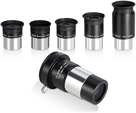 CelticBird 1.25" Eyepiece and Filter Set with a Carry Case-Telescope Accessory Kit (13 Piece) - 5pcs Plossl Eyepieces & 5pcs Color Filters & a 2X Barlow Lens & a Moon Filter & a Polarizing Filter - Field & Pure