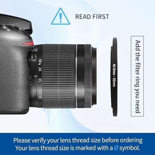 40.5-52mm Step-Up Ring Adapter, 40.5mm to 52mm Step Up Filter Ring for