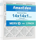 14x14x1 AC Air Filter 2 Pack MERV 8 Dust Defense Pleated Filters - Field & Pure