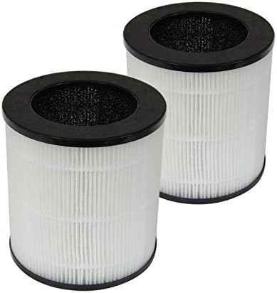 PUREBURG Replacement Filter Compatible with QUIETPURE KJFC15 Whisper Air Purifier, 2-Pack H13 HEPA Activated Carbon 3-Stage Filtration