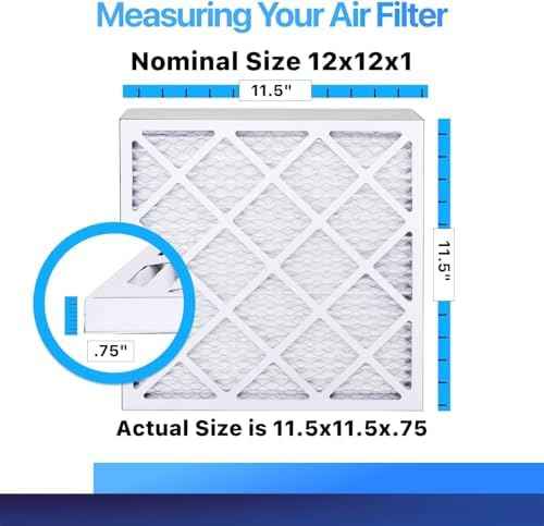 12x12x1 Air Filter (MERV 8) (12-Pack) King Dust & Allergy Control AC Furnace Filters, MADE IN USA, HVAC, Pleated, Electrostatic (Actual Size: 11.5 x 11.5 x .75)