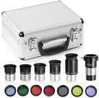CelticBird 1.25" Eyepiece and Filter Set with a Carry Case-Telescope Accessory Kit (13 Piece) - 5pcs Plossl Eyepieces & 5pcs Color Filters & a 2X Barlow Lens & a Moon Filter & a Polarizing Filter - Field & Pure