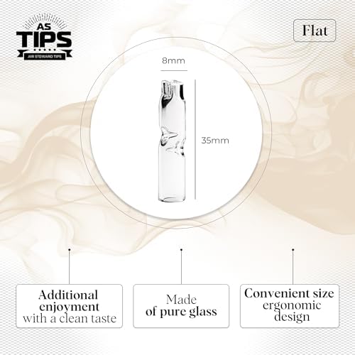 Glass Cigarette Rolling Filter Tips - Pack of 10 (8x35mm-Flat Mouth)